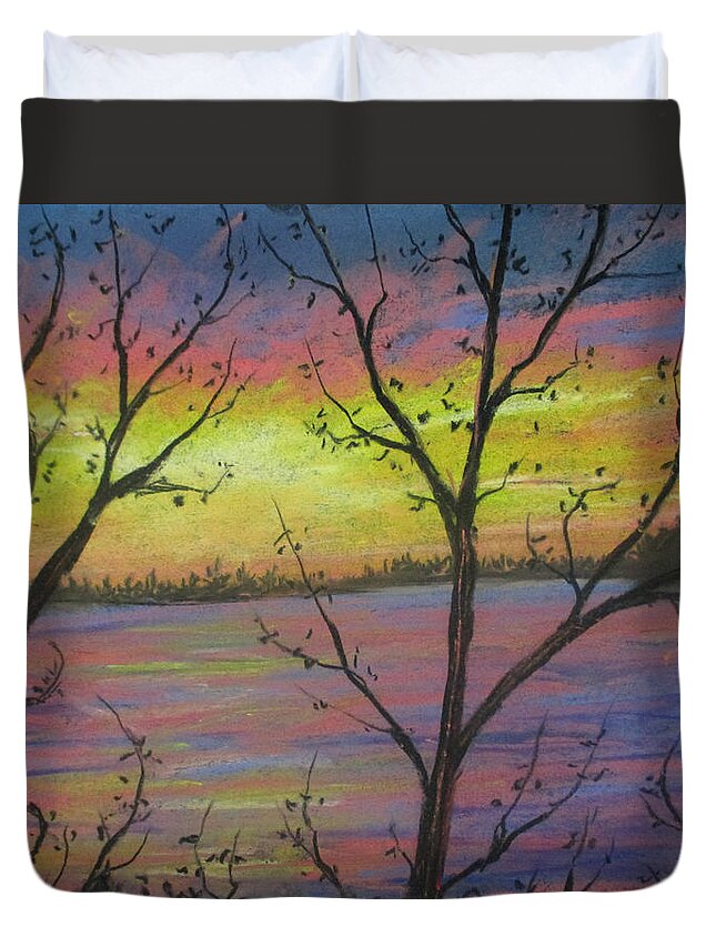 Pink Sunset Duvet Cover featuring the painting Passion of the Sweetness by Jen Shearer