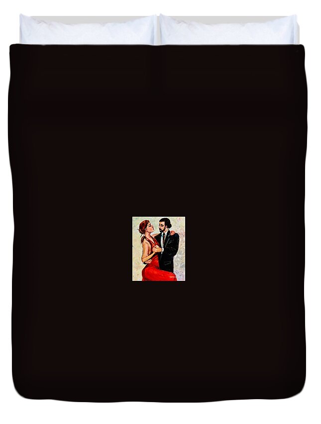 Tango Duvet Cover featuring the painting Passionate tango by Lana Sylber