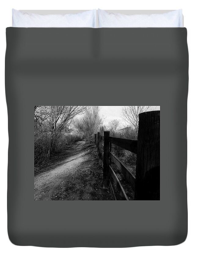 United States Duvet Cover featuring the photograph Path Along the Fence by Mark David Gerson