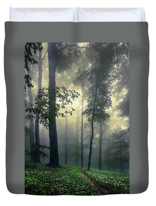 Balkan Mountains Duvet Cover featuring the photograph Path In the Mist by Evgeni Dinev