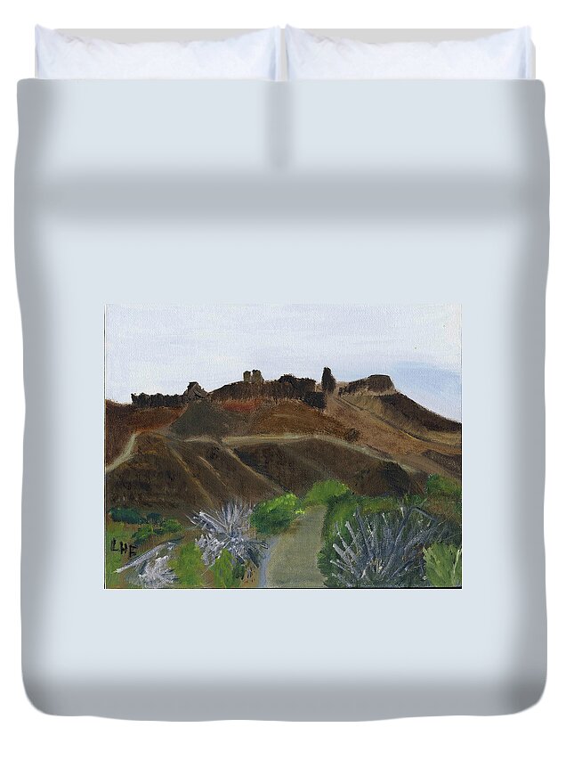 Mountain Duvet Cover featuring the painting Path Not Taken by Linda Feinberg