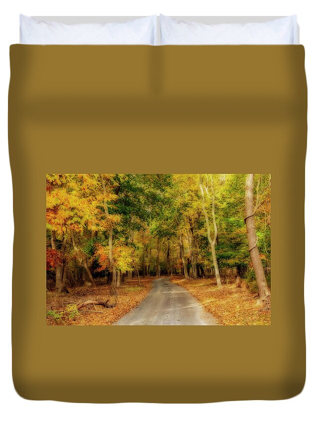 Autumn Duvet Cover featuring the photograph Path To Autumn by Cathy Kovarik