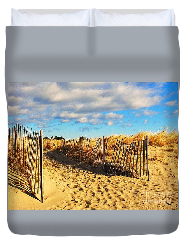 Sand Dunes Duvet Cover featuring the photograph Pathway through the Dunes by Eunice Miller