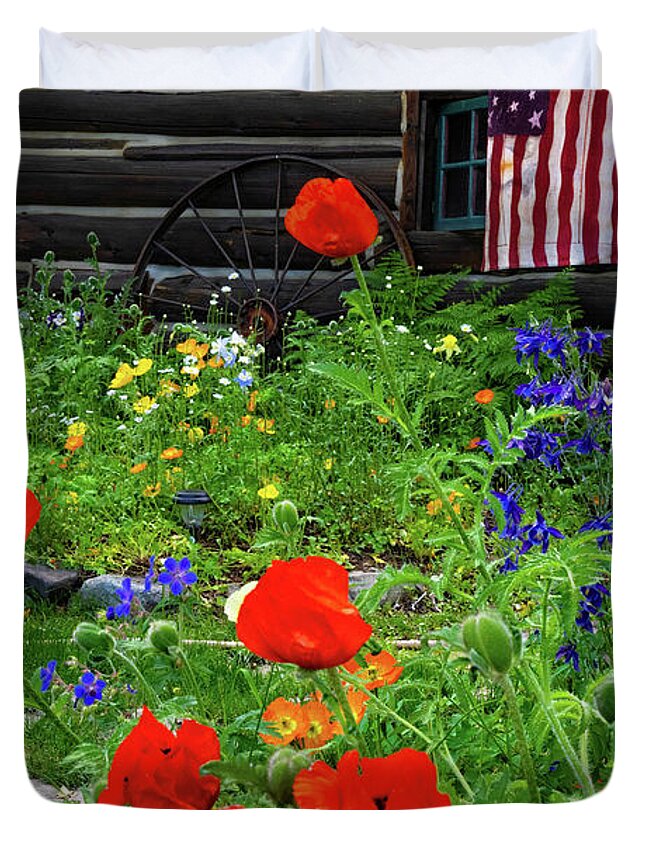 Crested Butte Duvet Cover featuring the photograph Patriotic Poppy Garden by Lynn Bauer