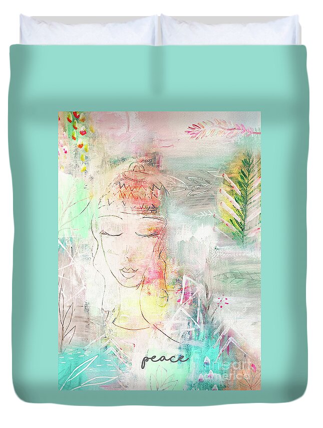 Peace Duvet Cover featuring the mixed media Peace by Claudia Schoen