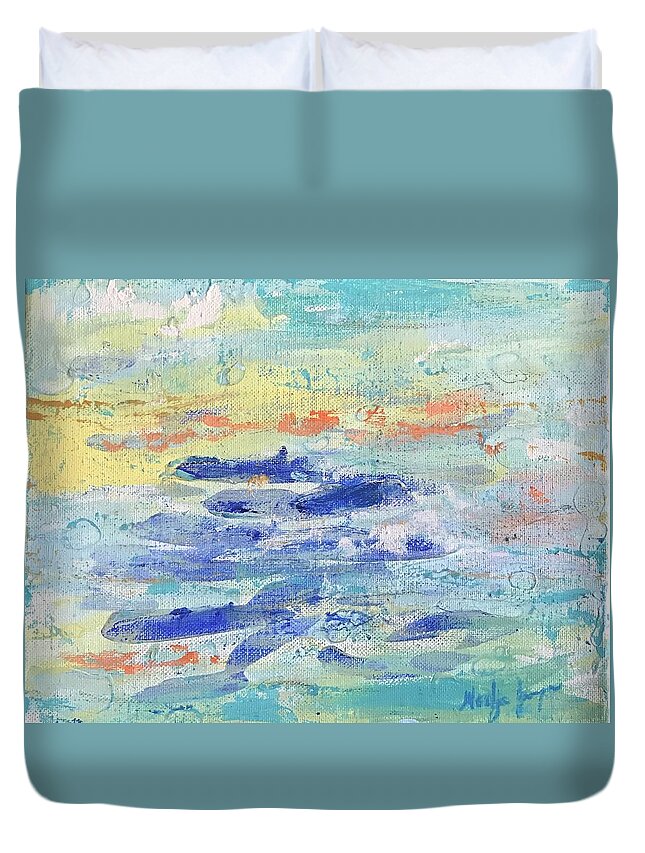 Beach Duvet Cover featuring the painting Peaceful Afternoon by Medge Jaspan