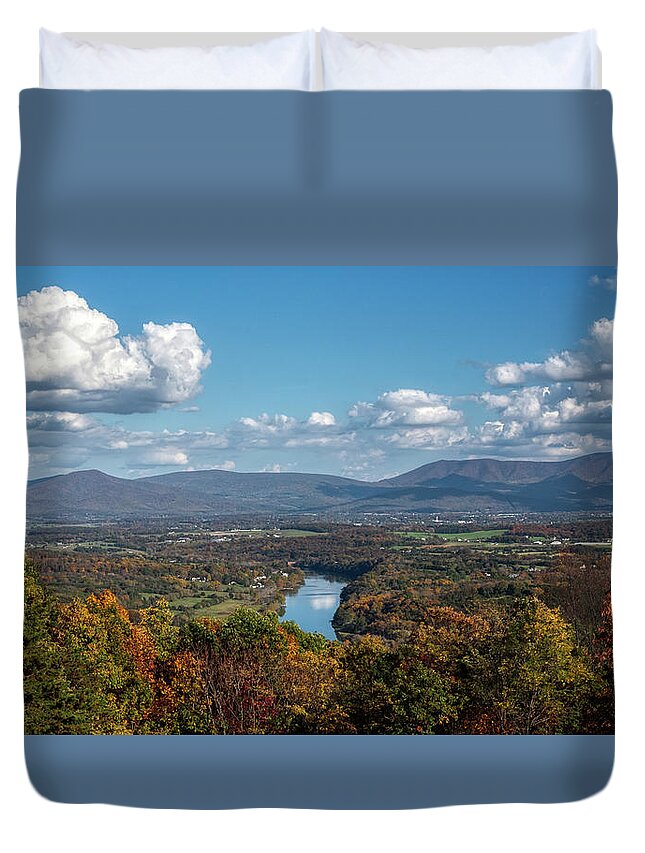Landscape Duvet Cover featuring the photograph Peaceful Shenandoah Autumn Skies by Lara Ellis