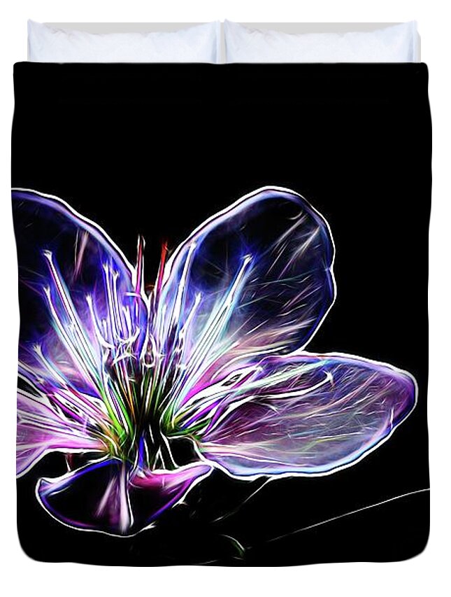 Flower Duvet Cover featuring the digital art Peach Blossom - 2021 by Ludwig Keck