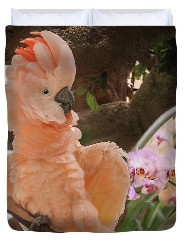 Cockatoo Duvet Cover featuring the photograph Peach Cockatoo by Sally Bauer