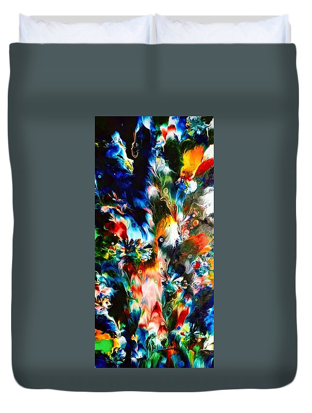 Peacock Duvet Cover featuring the painting Peacock by Anna Adams