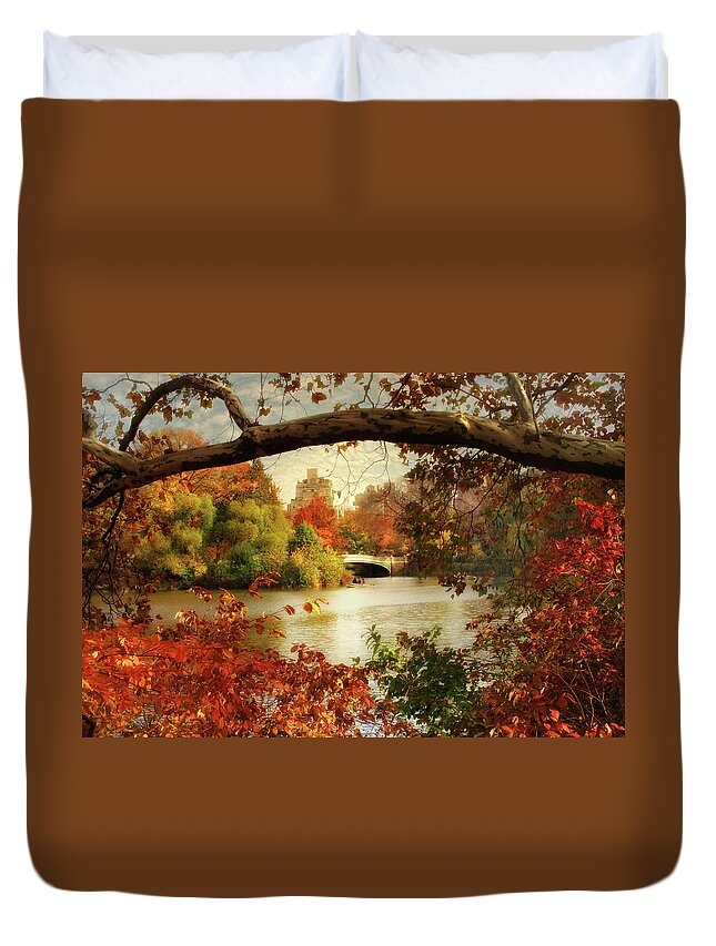 Nature Duvet Cover featuring the photograph Peak Autumn in Central Park by Jessica Jenney