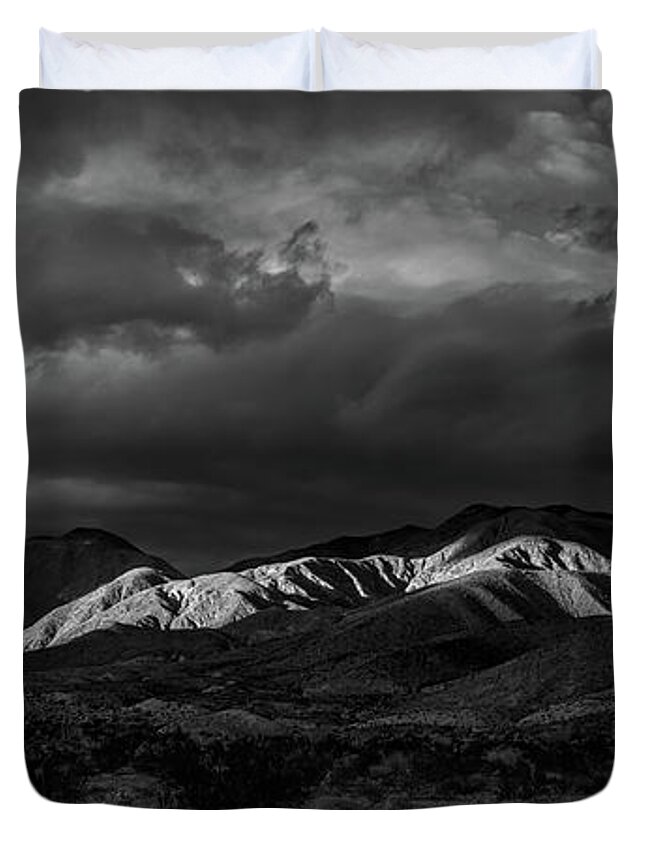 Black & White Duvet Cover featuring the photograph Peaking Through by Peter Tellone