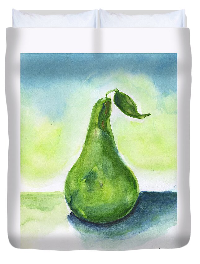 Pear Duvet Cover featuring the painting Pear One by Frank Bright