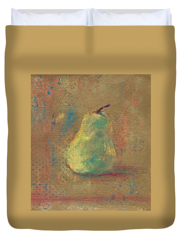 Pear Duvet Cover featuring the painting Pear by Ruth Kamenev