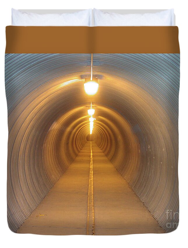 Abstract Duvet Cover featuring the photograph Pedestrian Tunnel Abstract by Kimberly Blom-Roemer