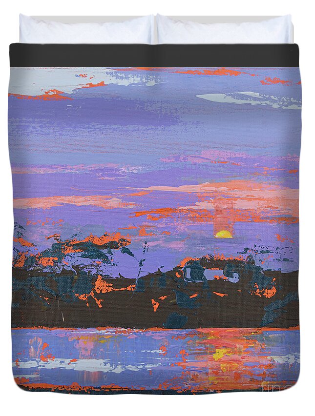 Clouds Duvet Cover featuring the painting Peeking Sun by Cheryl McClure