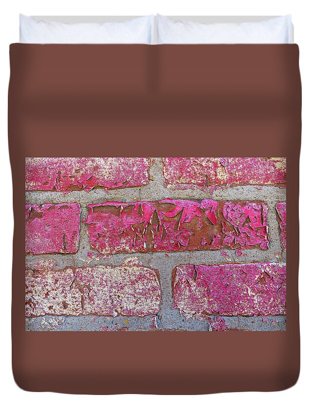 Peeling Paint Red Bricks Wilmington Duvet Cover featuring the photograph Peeling paint in Wilmington, Illinois by David Morehead