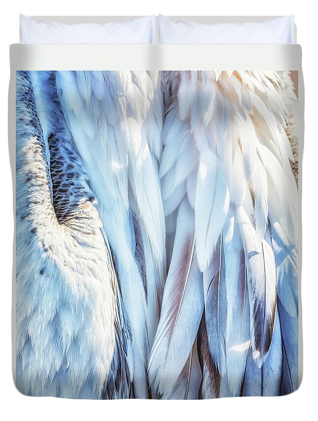Plumage Duvet Cover featuring the photograph Pelican's Plumage by Belinda Greb
