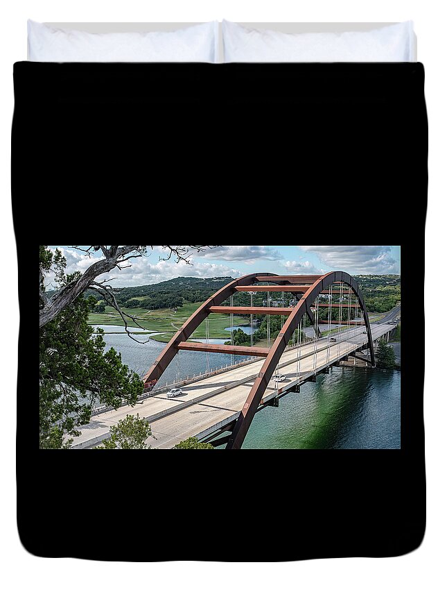 Austin Texas Duvet Cover featuring the photograph Pennybacker Bridge by G Lamar Yancy