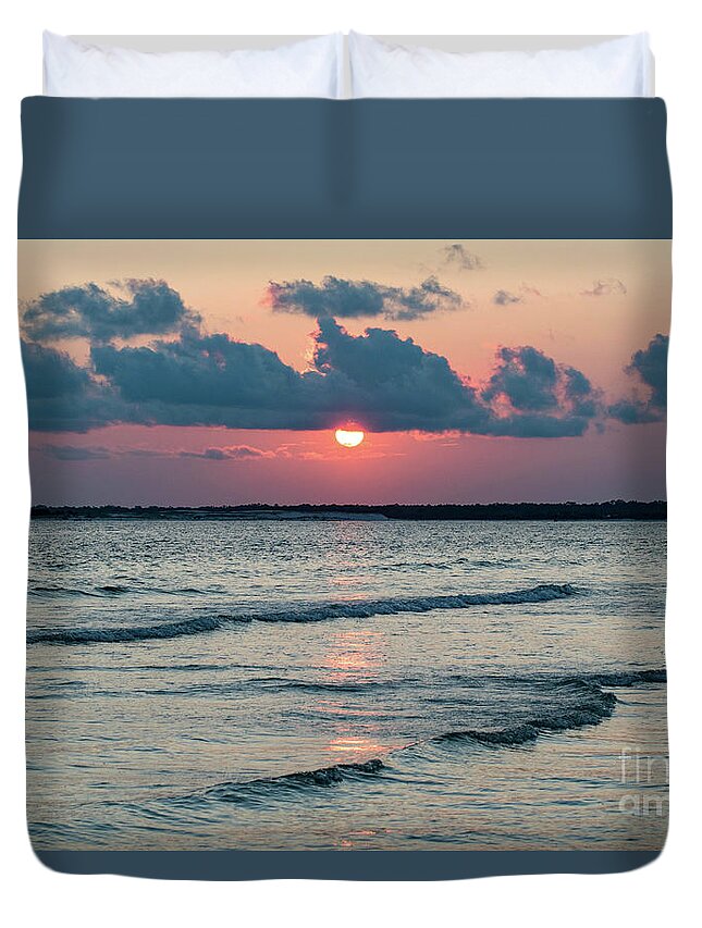 Pensacola Duvet Cover featuring the photograph Pensacola Pass Sunset by Beachtown Views