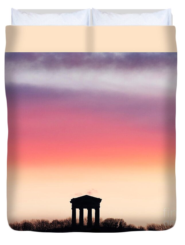 Penshaw Monument Duvet Cover featuring the photograph Penshaw Monument Sunrise by Bryan Attewell
