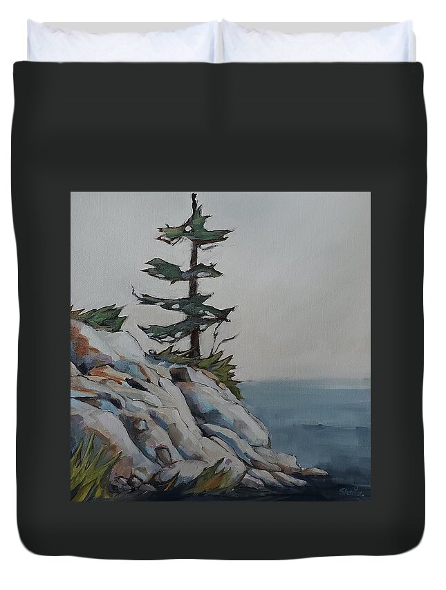 Landscape Duvet Cover featuring the painting Pensive by Sheila Romard