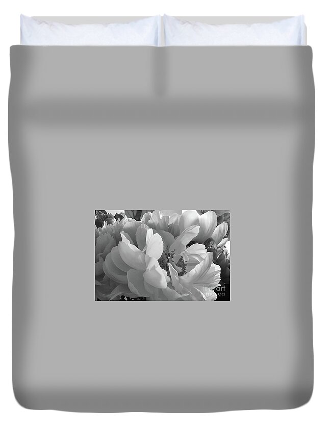 Dramatic Duvet Cover featuring the photograph Peonies Series B and W 1-5 by J Doyne Miller