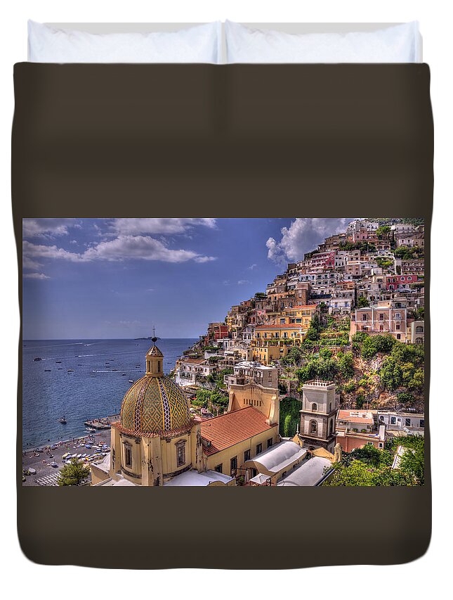 Positano Duvet Cover featuring the photograph Perfect Positano by CR Courson