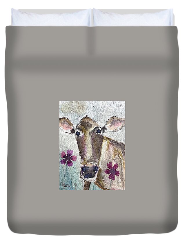 Cow Duvet Cover featuring the painting Petals by Roxy Rich