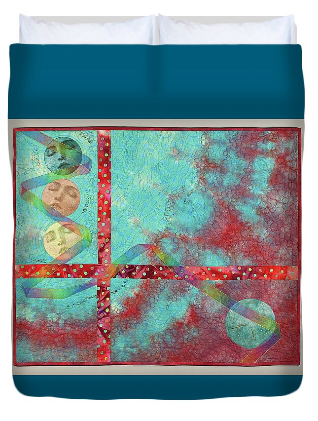 Wall Hanging Duvet Cover featuring the mixed media Phases by Vivian Aumond