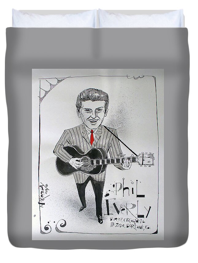  Duvet Cover featuring the drawing Phil Everly by Phil Mckenney