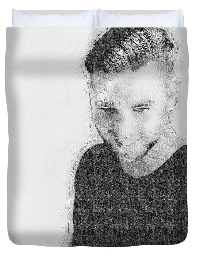 Sketch Duvet Cover featuring the photograph Phil Sketched by Jim Whitley