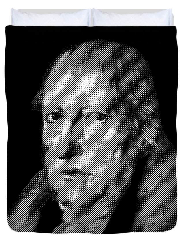 Hegel Duvet Cover featuring the digital art philosopher Hegel, portrait by Cu Biz