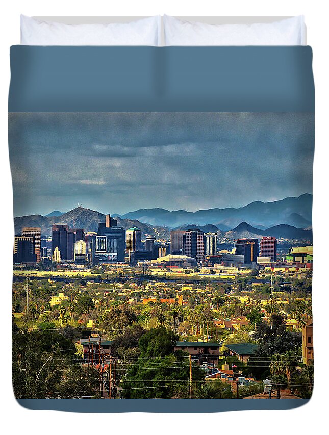 Phoenix Duvet Cover featuring the photograph Phoenix, Arizona Skyline by Chance Kafka