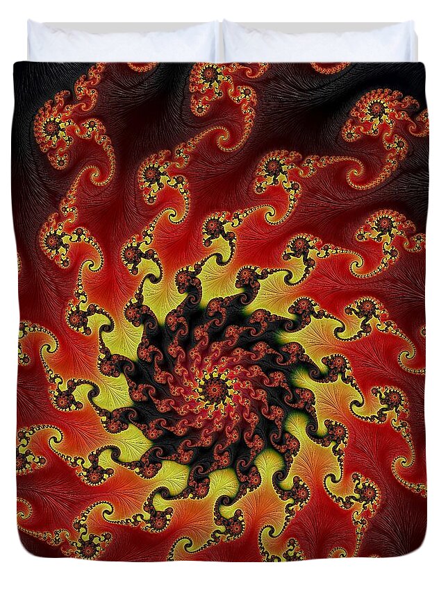 Fractal Duvet Cover featuring the digital art Phoenix Rising #3 by Mary Ann Benoit