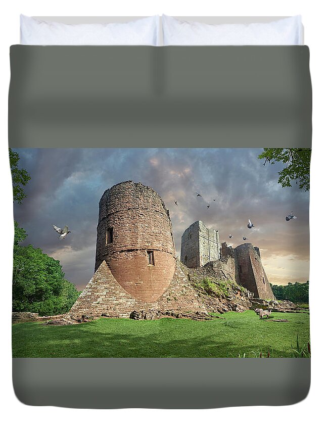 Goodrich Castle Duvet Cover featuring the photograph Photo of Goodrich Castle fortifications, England by Paul E Williams