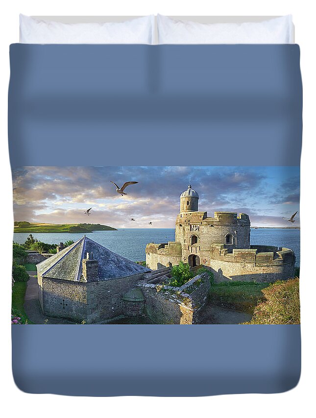Falmouth Duvet Cover featuring the photograph Photo of  St Mawes Castle, Cornwall, England by Paul E Williams