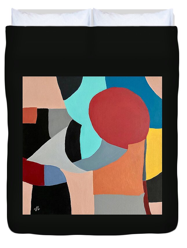 Midcentury Duvet Cover featuring the painting Martini Girl by Victoria Lakes