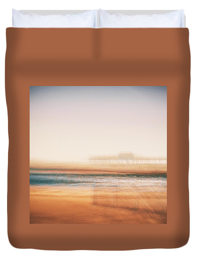  Duvet Cover featuring the photograph Pier by Steve Stanger