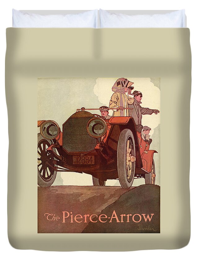 Life Magazine Advertisement Duvet Cover featuring the mixed media Pierce Arrow Advertisement 1911 by Sheridan
