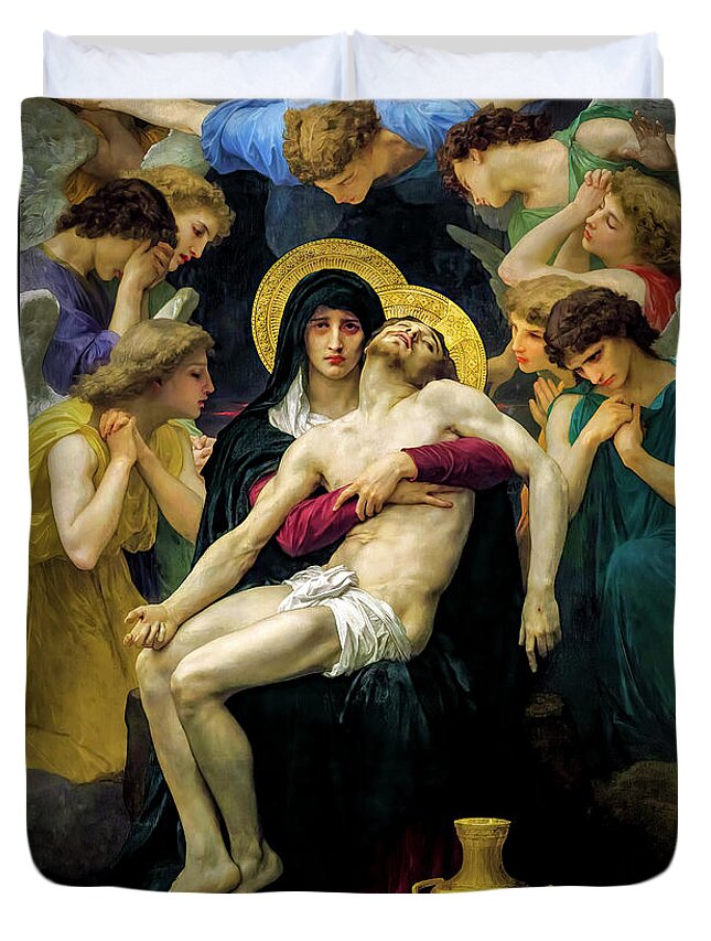 Pieta Duvet Cover featuring the photograph Pieta by William-Adolphe Bouguereau by Carlos Diaz