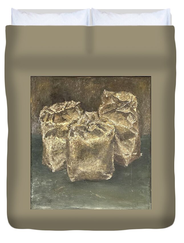 Still Life Duvet Cover featuring the painting Pigment bags by David Euler