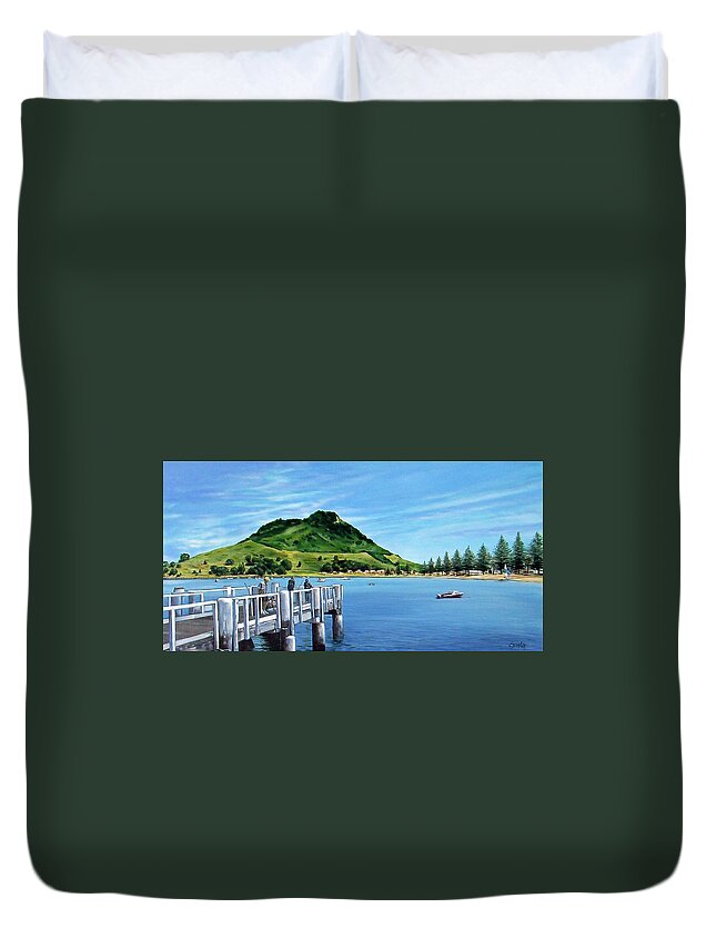 Beach Duvet Cover featuring the painting Pilot Bay 280307 by Sylvia Kula
