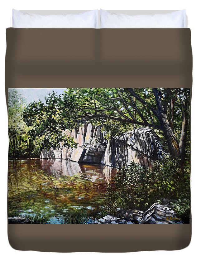 Rockport Duvet Cover featuring the painting Pine Pit, Rockport, MA by Eileen Patten Oliver