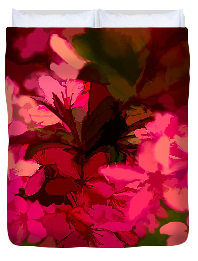 Digital Duvet Cover featuring the digital art Pink Abstract by Deb Nakano