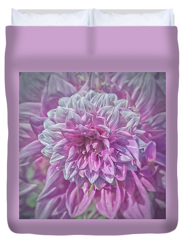 Dahlia Duvet Cover featuring the photograph Pink and White Dahlia by Jerry Abbott