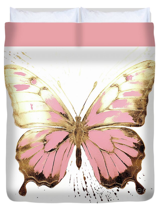 Butterfly Duvet Cover featuring the painting Pink Butterfly by Tina LeCour