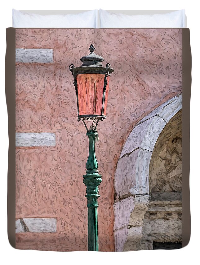 Venice Duvet Cover featuring the photograph Pink Canal Light of Venice by David Letts