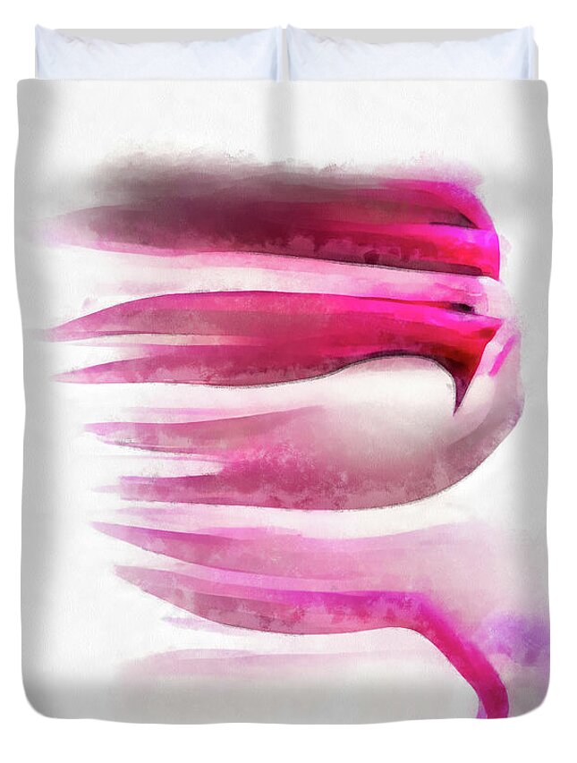 Flamingo Duvet Cover featuring the painting Pink Flamingo Feathers 03 Abstract Watercolor by Matthias Hauser