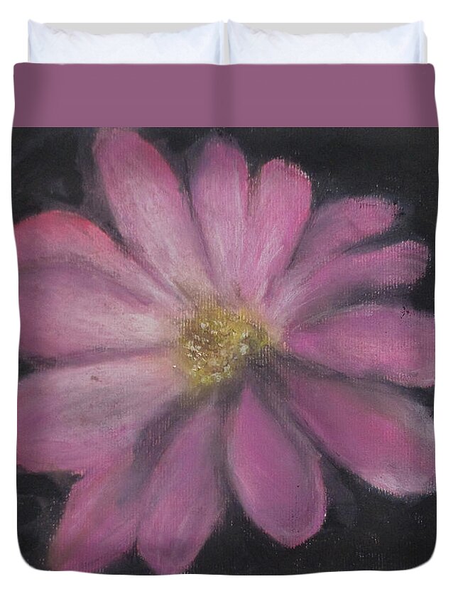 Flower Duvet Cover featuring the painting Pink Flower by Jen Shearer